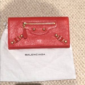 Balenciaga Coral Classic Gold Money Wallet